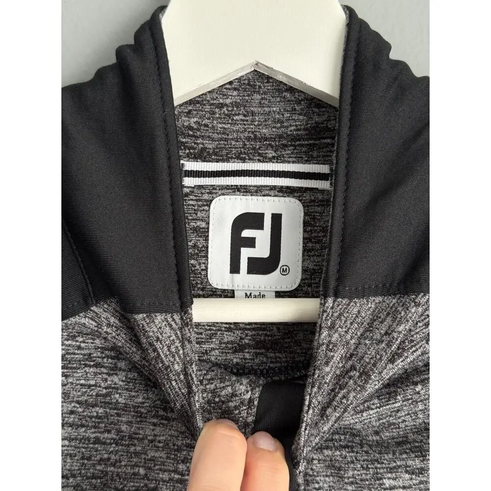 FootJoy Men's M Full Zip Golf Jacket Grey Black Athletic Performance Sporty